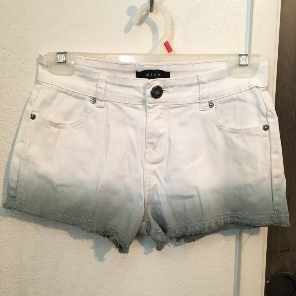 White and kelp (dark green) ombré shorts